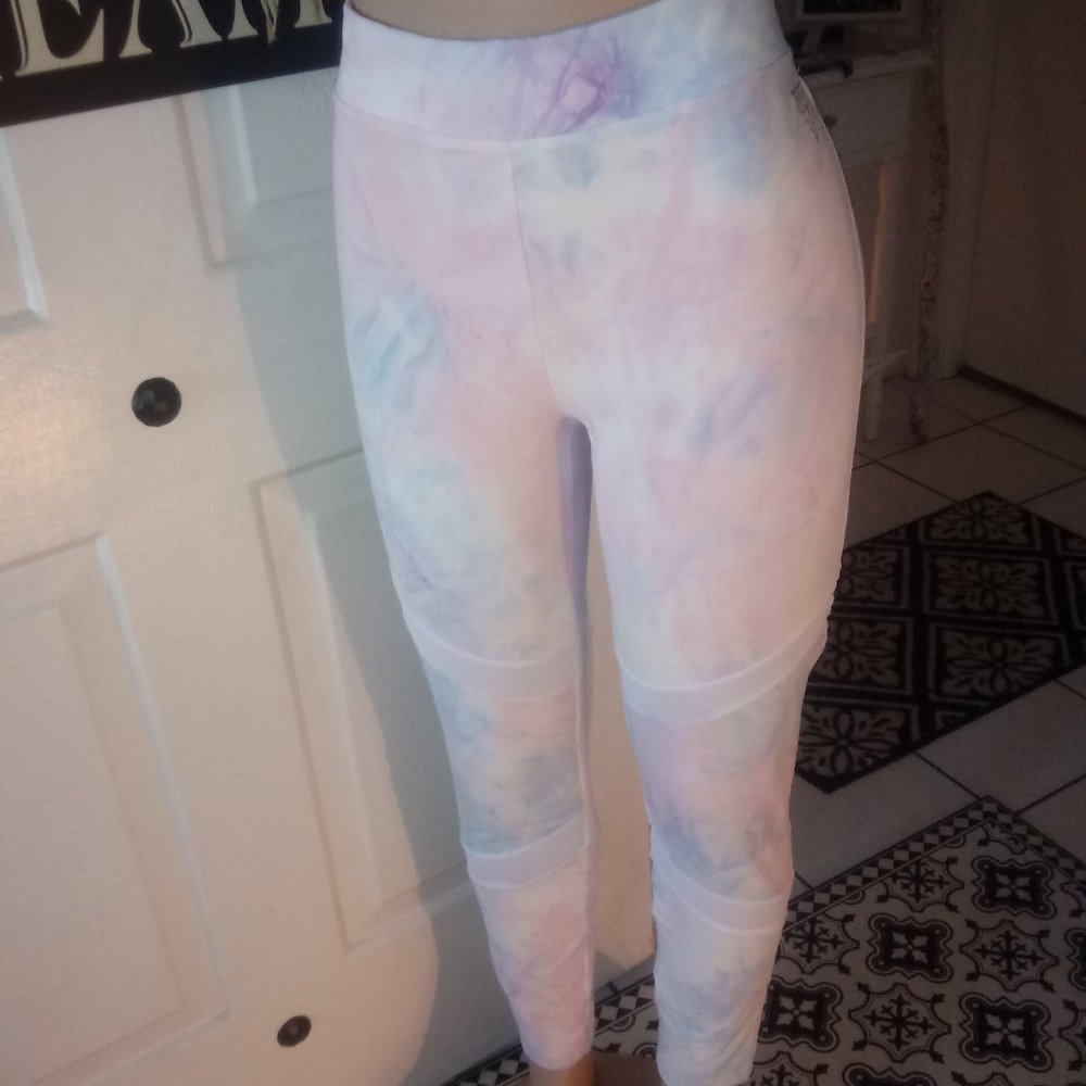 Guess Tie Dye Leggings Pink Purple White Blue Size XL